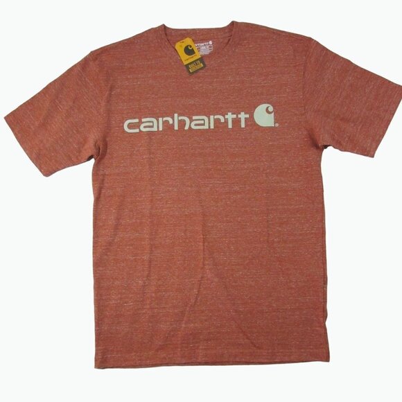 Carhartt Men's Loose Fit Heavyweight Logo Graphic T-Shirt Terracotta Heather TK0 - Picture 1 of 2